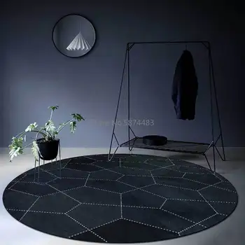 200cm Šiuolaikinės Minimalistinės Mados Geometrinis Tamsiai Mėlyna Juoda Kambarį Miegamajame Kabo Krepšys Kėdė Apvalios Grindų Kilimėlis Pritaikymas savo reikmėms