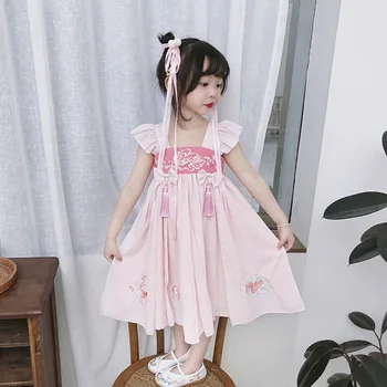 Tonytaobaby Vasaros Naujus moteriškus Kūdikių Kinijos Nacionalinis Stilius Vaikų Hanfu Suknelė Princesė Suknelė
