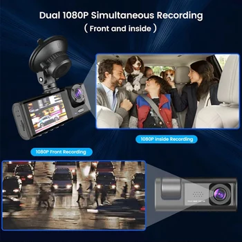 1 Set Brūkšnys Cam 3 Fotoaparatas Brūkšnys Cam 2 Colių 1080P Ekraną Dashcam Juoda Vairuotojo Diktofono, Taksi Uber AUTOMOBILIŲ DVR Galinio vaizdo Kamera, Universalus 1