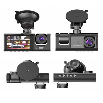 1 Set Brūkšnys Cam 3 Fotoaparatas Brūkšnys Cam 2 Colių 1080P Ekraną Dashcam Juoda Vairuotojo Diktofono, Taksi Uber AUTOMOBILIŲ DVR Galinio vaizdo Kamera, Universalus 5
