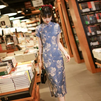 Kinų Stiliaus Spausdinimo Tradicinių Qipao Vakarinę Suknelę Plius Dydis Vasaros 2022 Cosplay Cheongsam Rytų Kinijos Suknelės Drabužiai