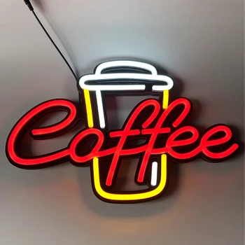 Kavos LED Neonas Pasirašyti 60x40cm Cafe Shop Parduotuvėje Kabo Sienos Patalpų Apdailos Lempos Neon Požymiai Žibintai Birių Didmeninė Dropship