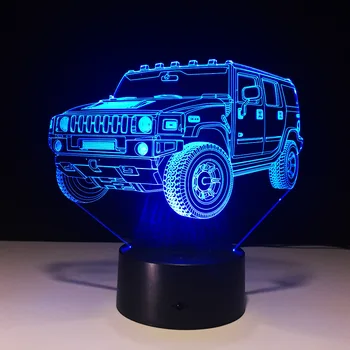 Kietas LH Automobilių 3D Naktį Šviesos 7 Spalvų LED Stalo lempa Touch Perjungti USB Keista, Naujos Lempos Kūdikis miega Šviesos Kalėdų dovana