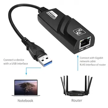 Naudinga USB Tinklo Adapteris Kompaktiškas USB 3.0 Gigabit ethernet Tinklo plokštė Aukštos kokybės Juoda Ethernet Adapteris, skirtas Kompiuteris