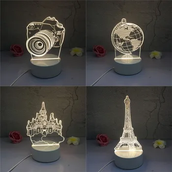 3D LED Lempos Mažas Naktį Šviesos bokštas Gitara Elnias Sahpe Atmosfera Lempos miegamajame šviesos Vaikams Dovanų 1