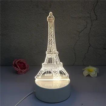 3D LED Lempos Mažas Naktį Šviesos bokštas Gitara Elnias Sahpe Atmosfera Lempos miegamajame šviesos Vaikams Dovanų 2