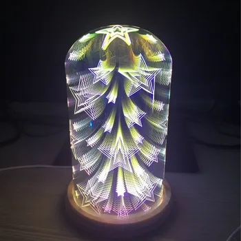Fejerverkų Star širdies 3D Naktį, Šviesos, Stiklo Magija Stalas Stalo Lempa LED USB kūrybingą Atmosferą Apšvietimas Kaip Žaislai, dovanos moterims