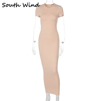 Suknelė trumpomis Rankovėmis Moterų Stora Seksualus Bako Viršuje Suknelė 2022 Moterų Streetwear Pagrindinio Slim Fit Paprasto Mezgimo Suknelė 5