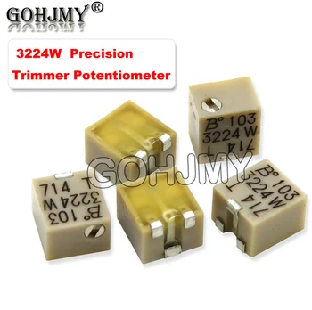 10VNT 3224W SMD Precision Trimmer Potenciometras 100R 200R 500R kolonėlė varža 1K 2K 5K 10K 20K 50K 100K 200K 500K 1M naujas