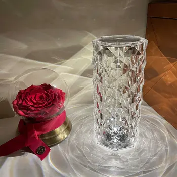 Cilindrų Diamond Stalo Lempa Šiuolaikinės Kristalų Led Stalinės Lempos Šviesa, Miegamojo Apdailos Kambarį Art Deco LED Naktį Žibintai 0