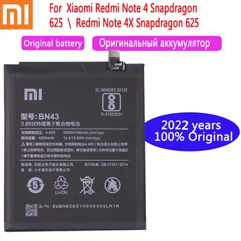 Xiaomi 2022 Metų 100% Xiaomi Originalios Baterijos Xiaomi Redmi Pastaba 4X 4 Pastaba Note4 Pasaulio Snapdragon 625 4000mAh Baterija BN43
