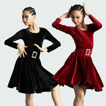 Vaikų lotynų šokių drabužiai aukštos klasės mergaičių rudens ir žiemos veiklos drabužius konkurencijos vaikų reikalaujama šokio medžiaga