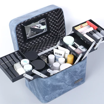 NEPAPRASTAI korėjos Didelės Talpos Kosmetikos Krepšys Papuošalų Laikymo Dėžutė Nešiojamų Multi-layer Moterų Makiažas Rankinėje Organizatorius Dėžutę