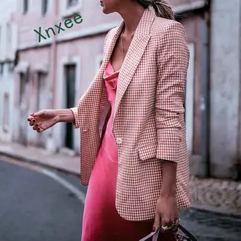 Xnxee pledas moterų švarkas kišenės mygtuką vieną ilgomis rankovėmis moteriška atsitiktinis paltai Office moteriški viršutiniai drabužiai prašmatnus darbo švarkas